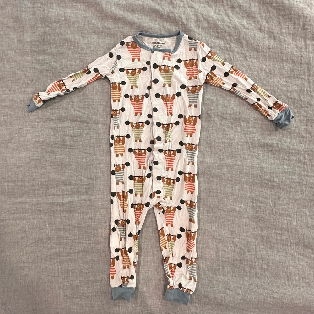 Magnetic Me Footless Pajamas Weight Lifting Bears